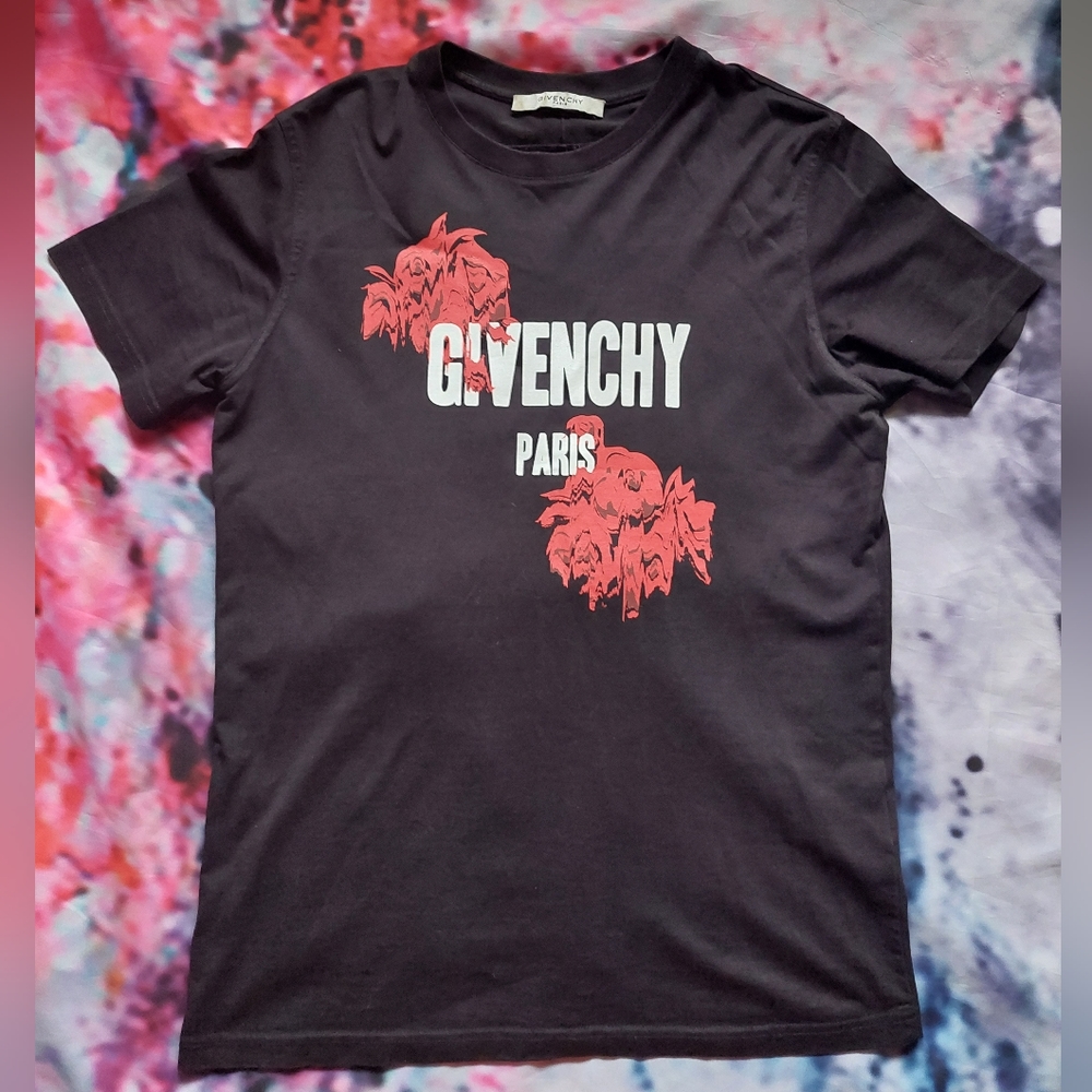 Givenchy Black T‑Shirt with Red Graphic Logo